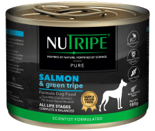 NUTRIPE PURE Salmon & Green Tripe Dog Food - Gum Free 