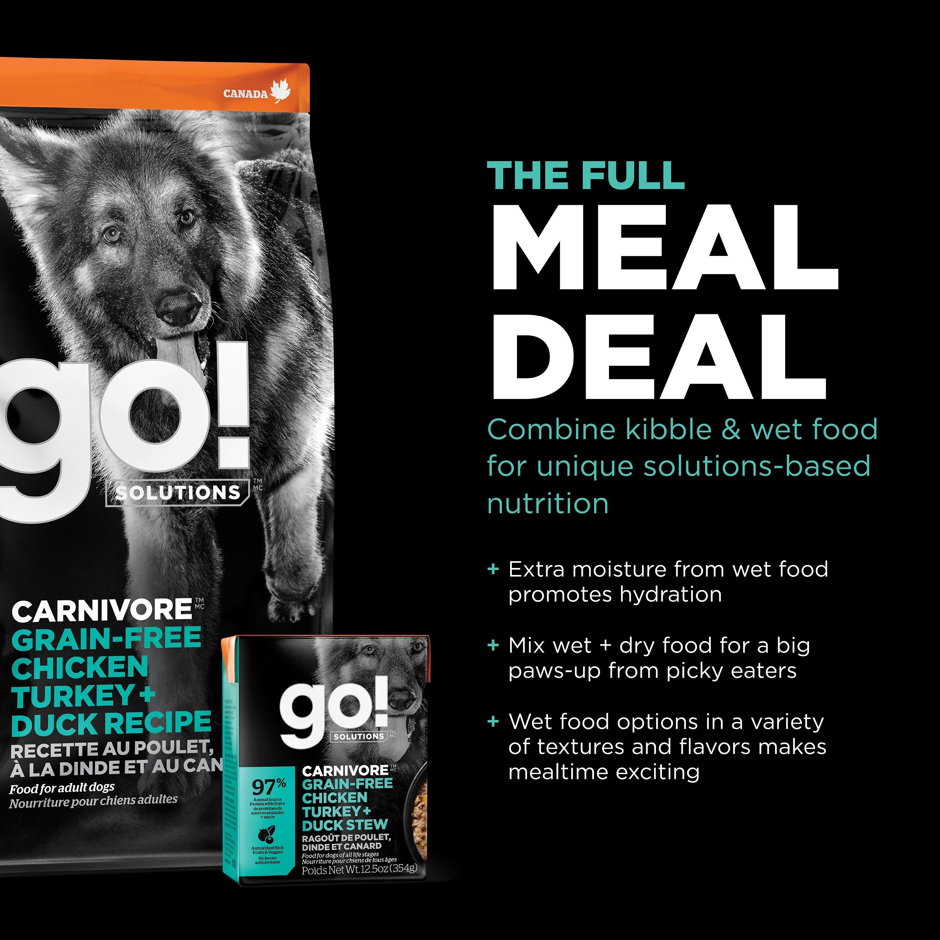 GO! SOLUTIONS CARNIVORE GF Chicken, Turkey + Duck  Adult Recipe | 1.6kg