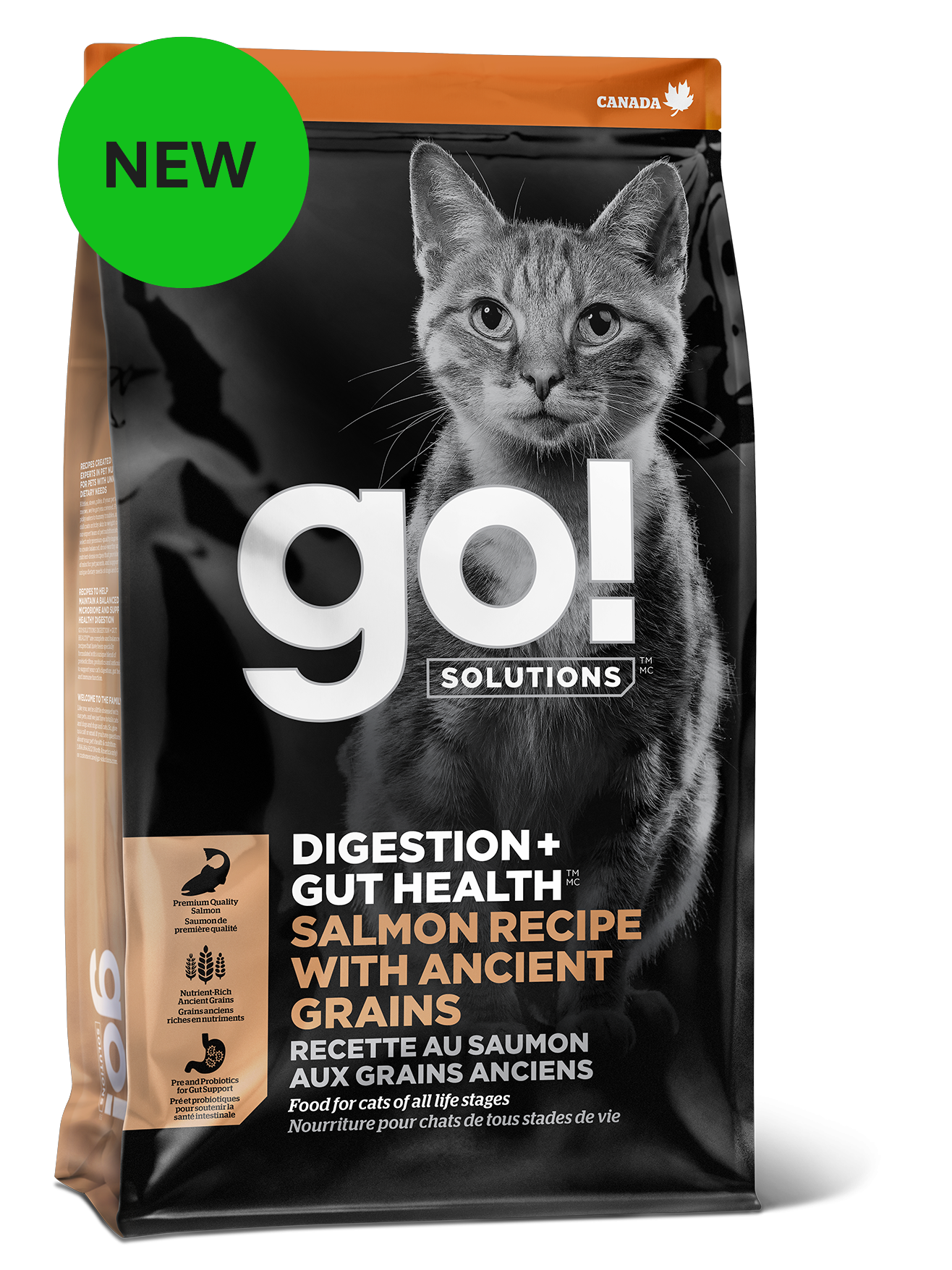 GO! SOLUTIONS Digestion + Gut Health Salmon Recipe with Ancient Grains for cats | 1.4kg