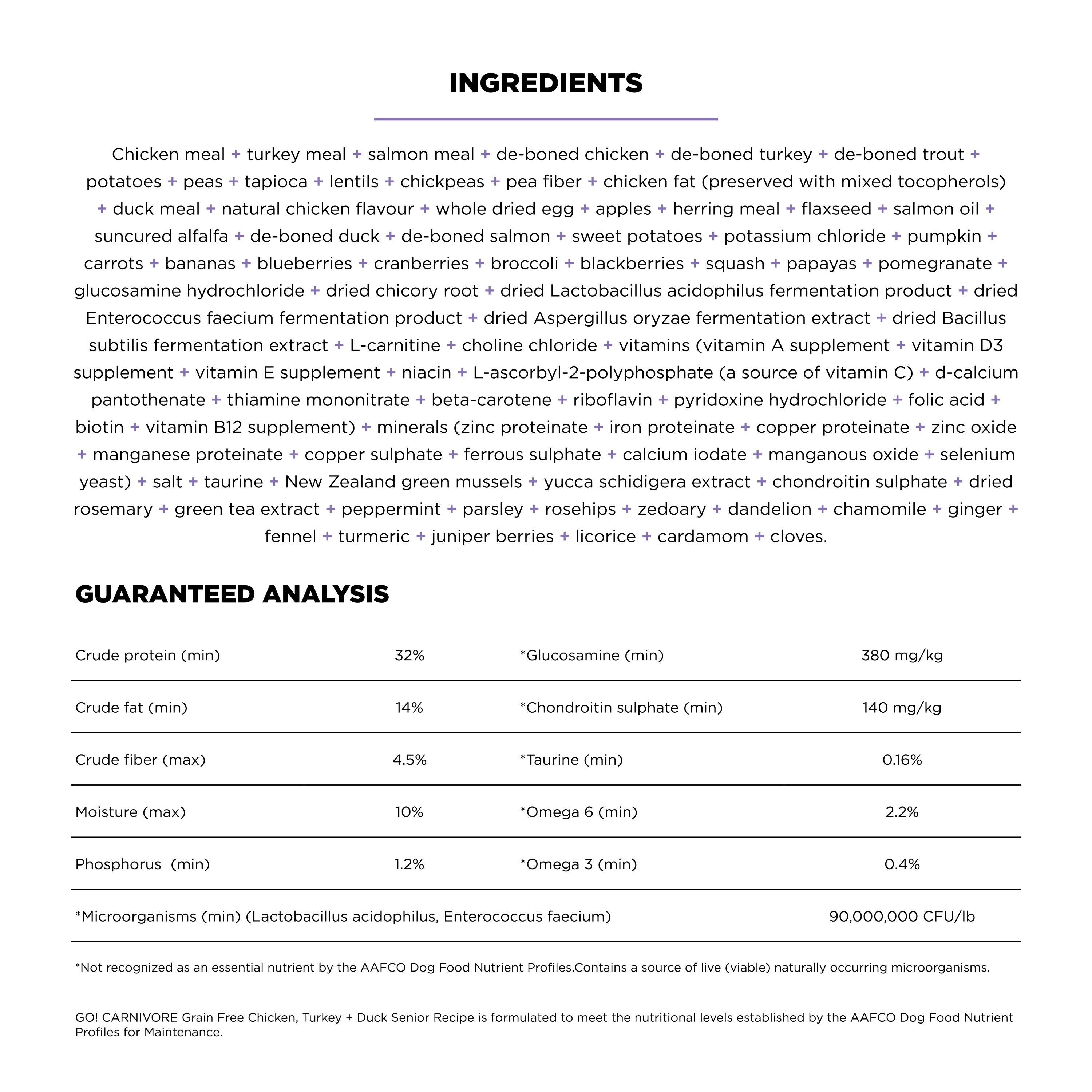GO! SOLUTIONS CARNIVORE GF Chicken, Turkey + Duck Senior Recipe | 5.44kg