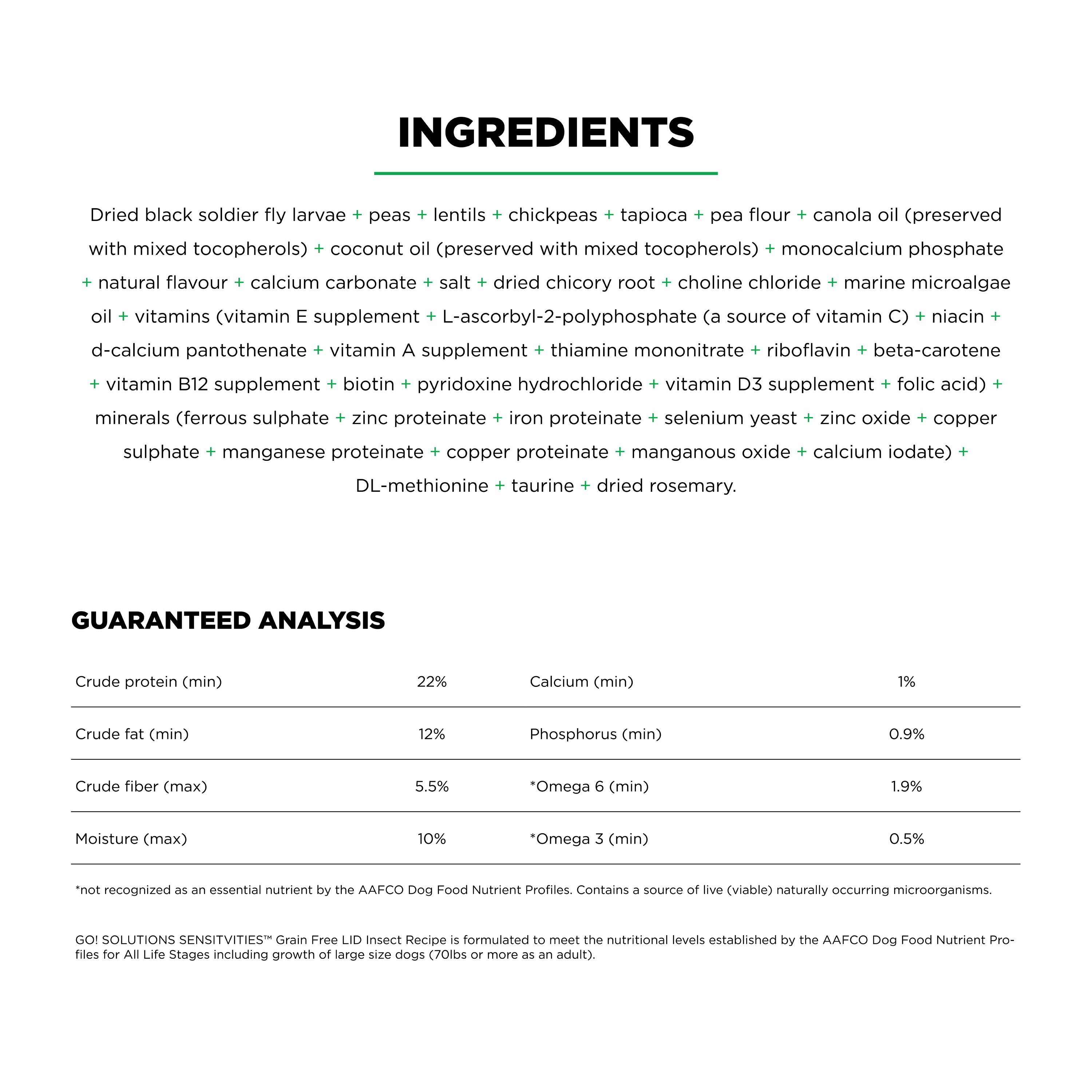 GO! SOLUTIONS SENSITIVITIES Grain Free LID Insect Recipe | 10kg