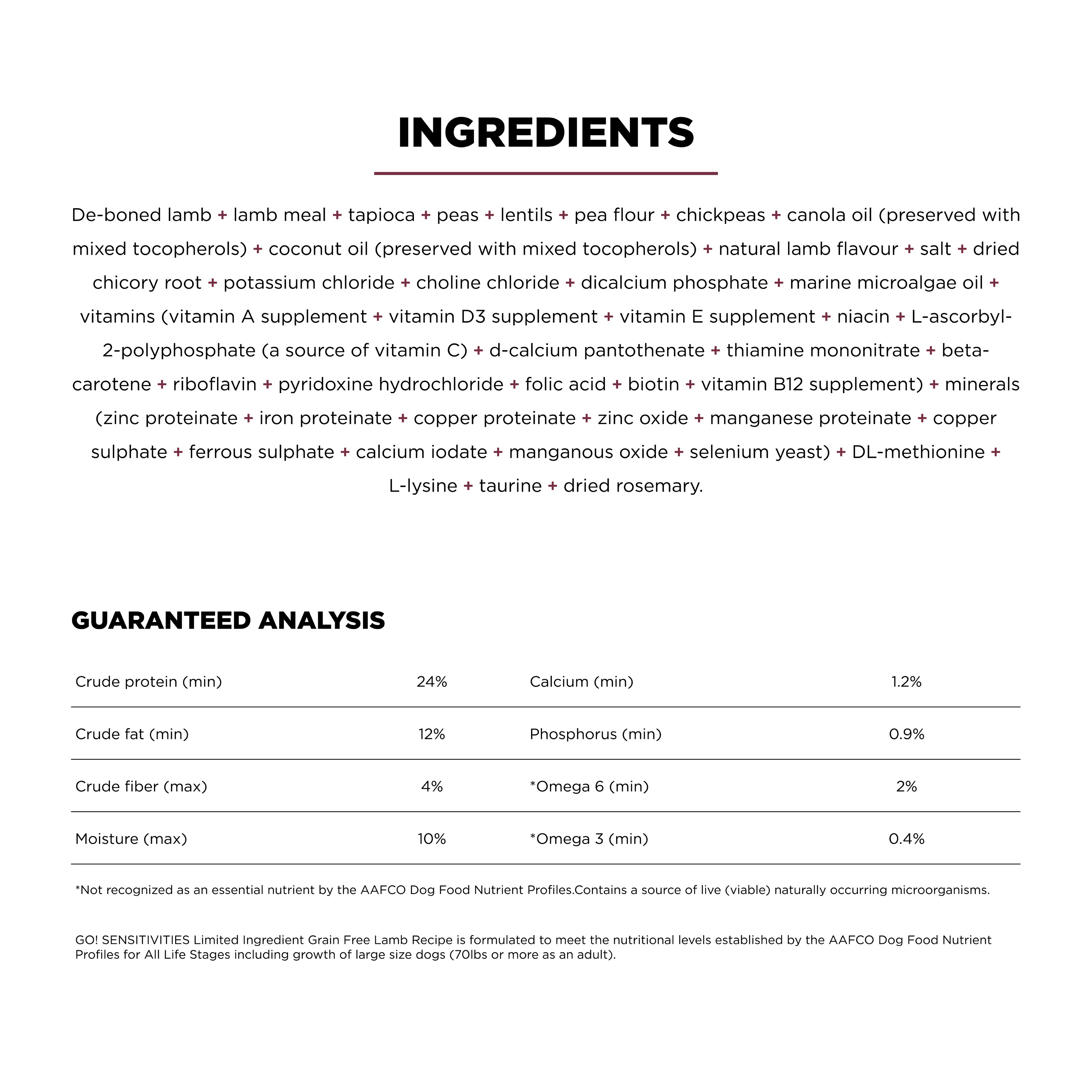 GO! SOLUTIONS SENSITIVITIES Grain Free LID Lamb Recipe | 2.72kg