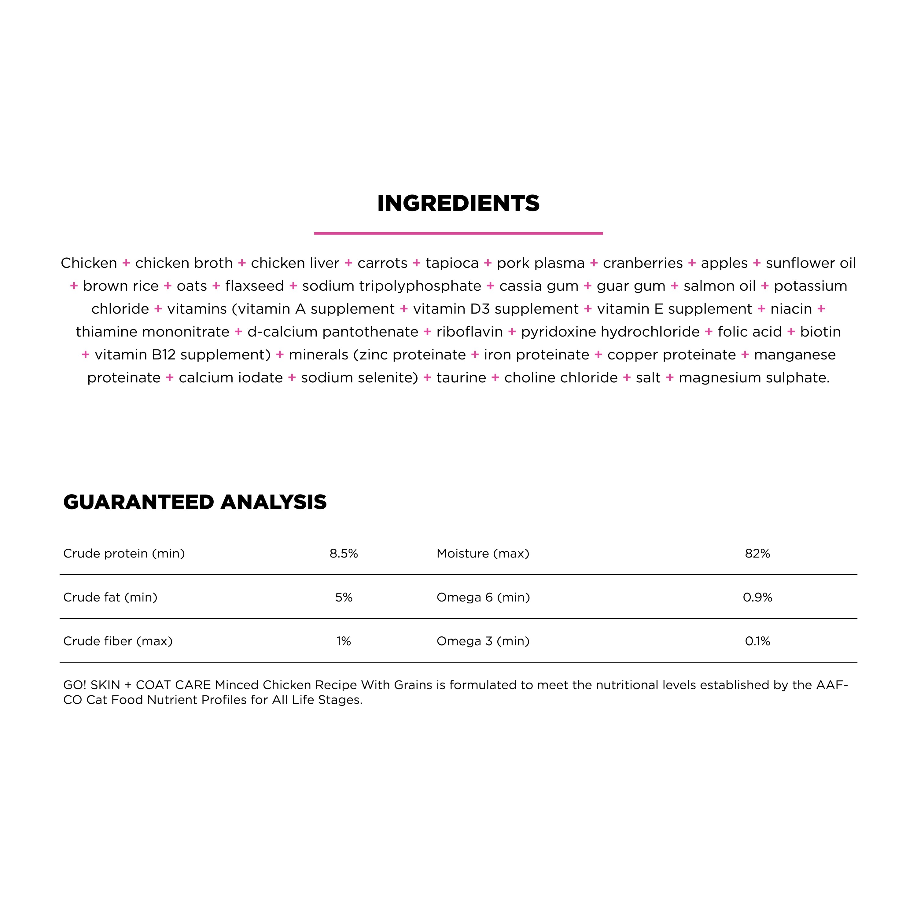 GO! SOLUTIONS SKIN + COAT With Grains Minced chicken recipe | 24 x 182g