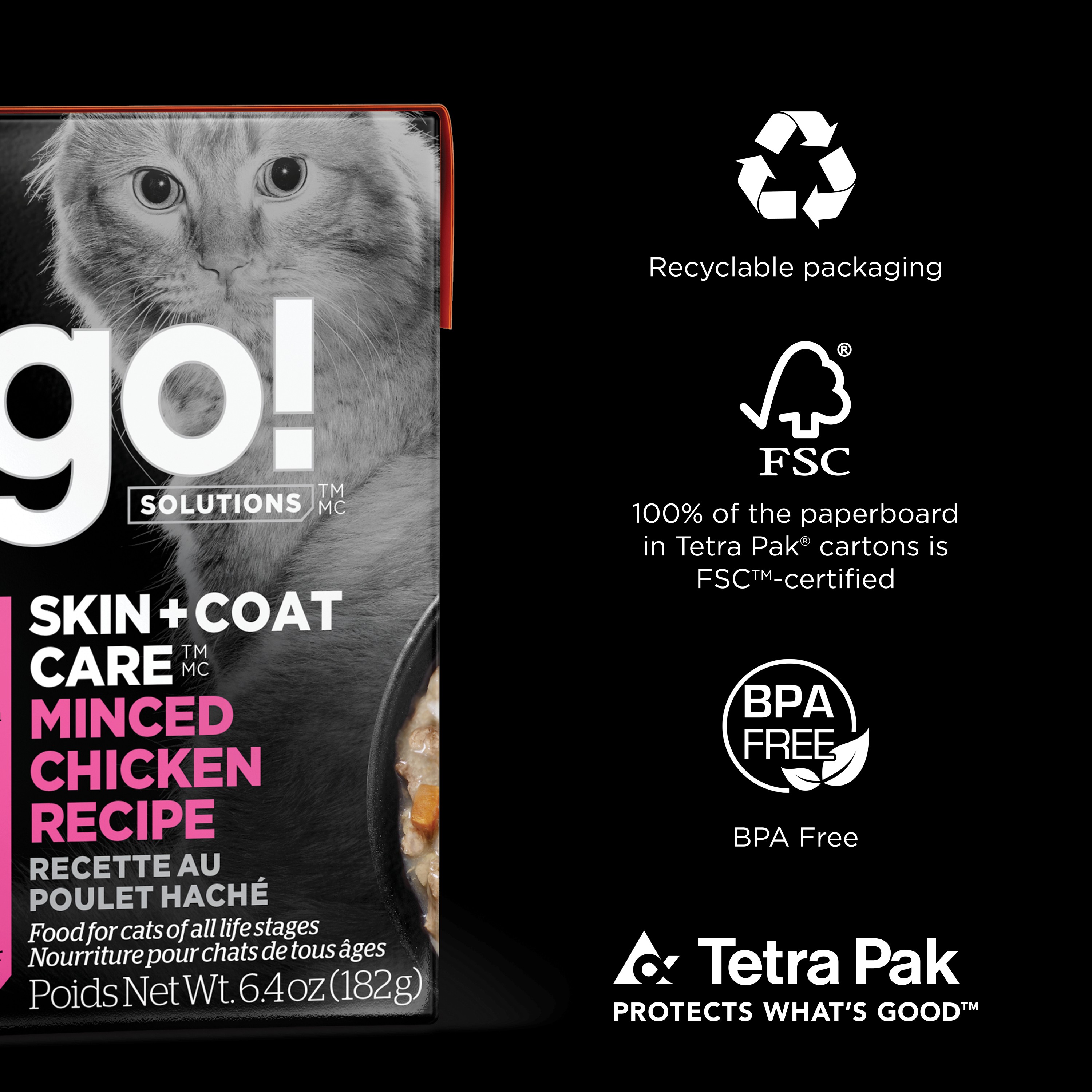 GO! SOLUTIONS SKIN + COAT With Grains Minced chicken recipe | 24 x 182g
