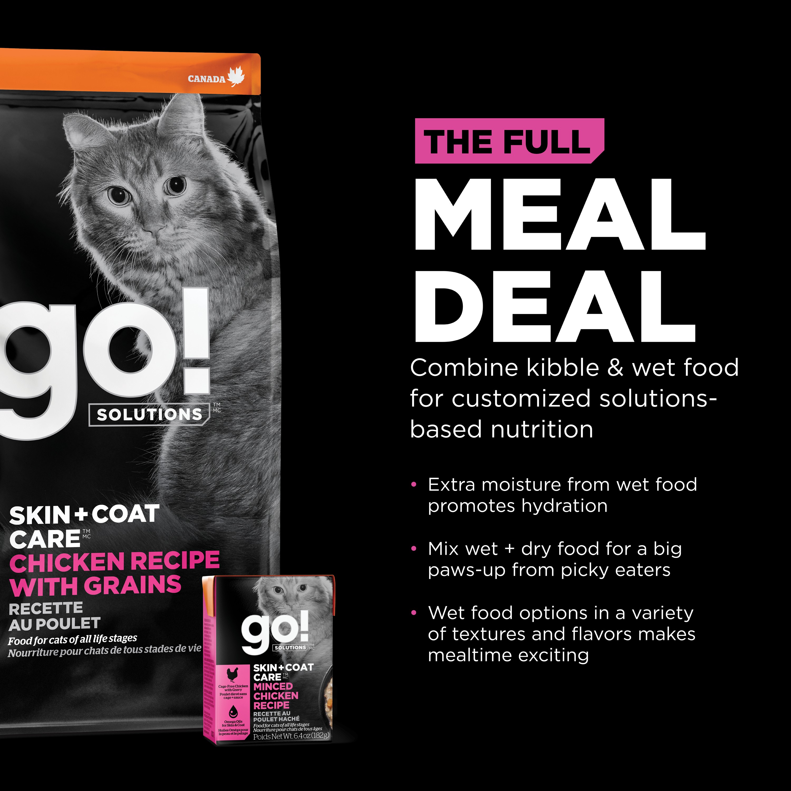 GO! SOLUTIONS SKIN + COAT With Grains Minced chicken recipe | 24 x 182g