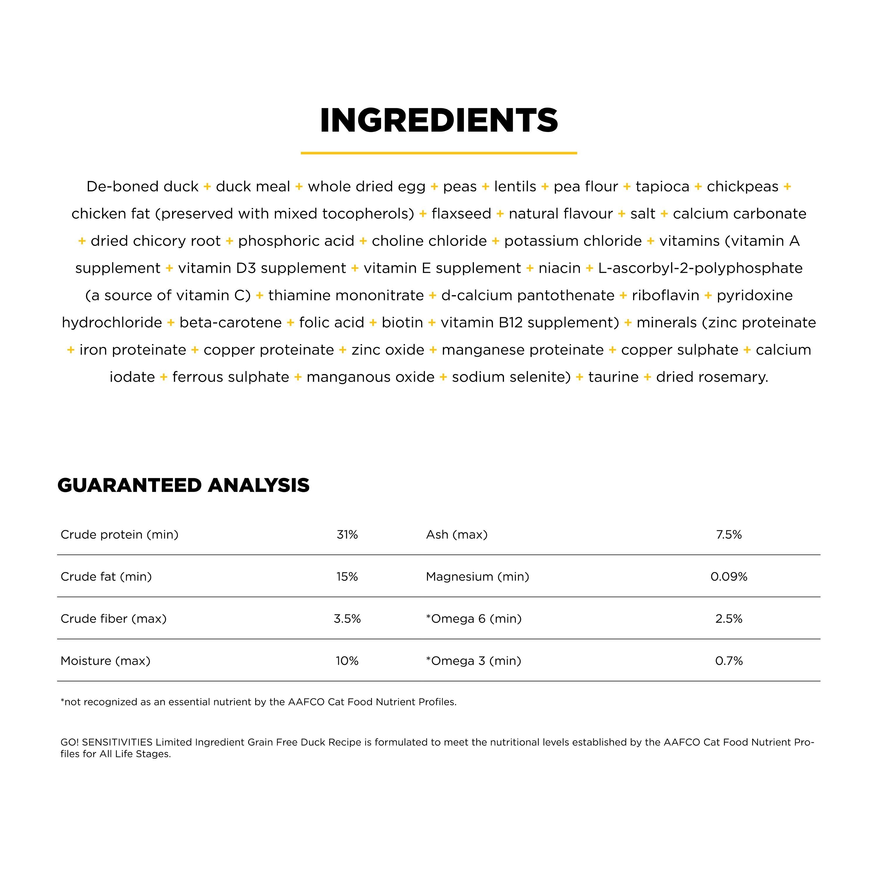 GO! SOLUTIONS SENSITIVITIES Grain Free LID Duck Recipe | 7.26kg