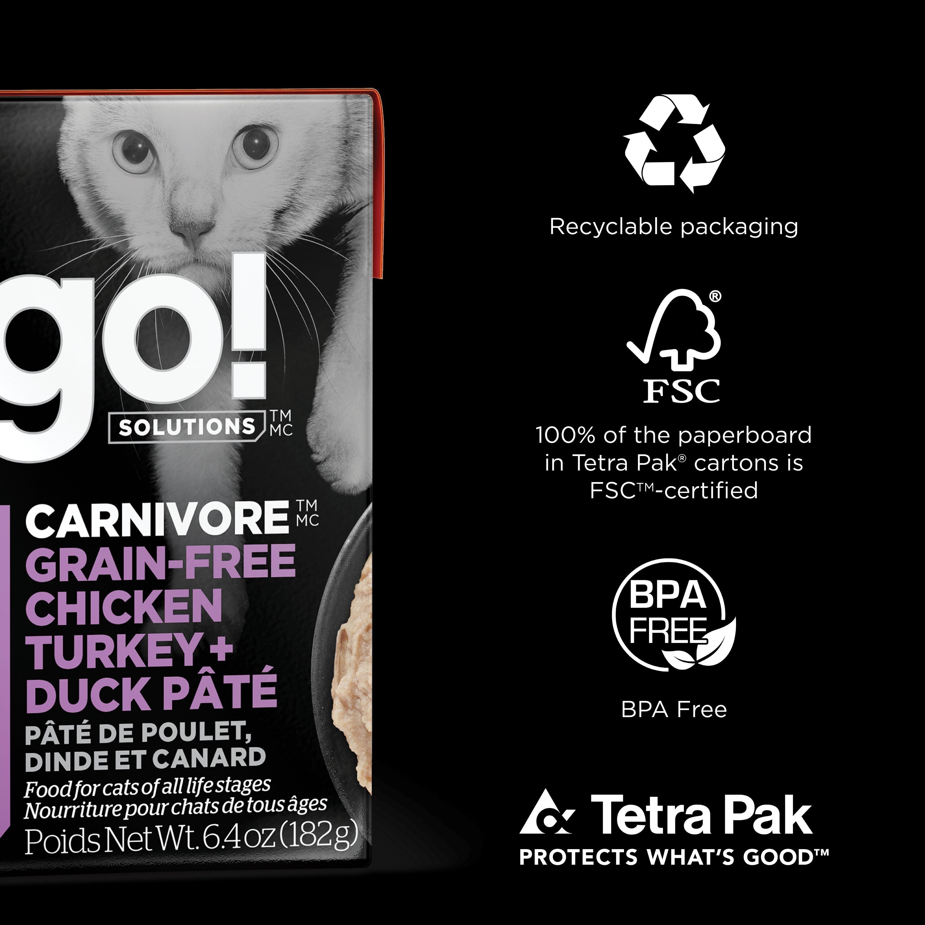 GO! SOLUTIONS CARNIVORE Grain Free Chicken, Turkey + Duck Pâté | 24 x 182g