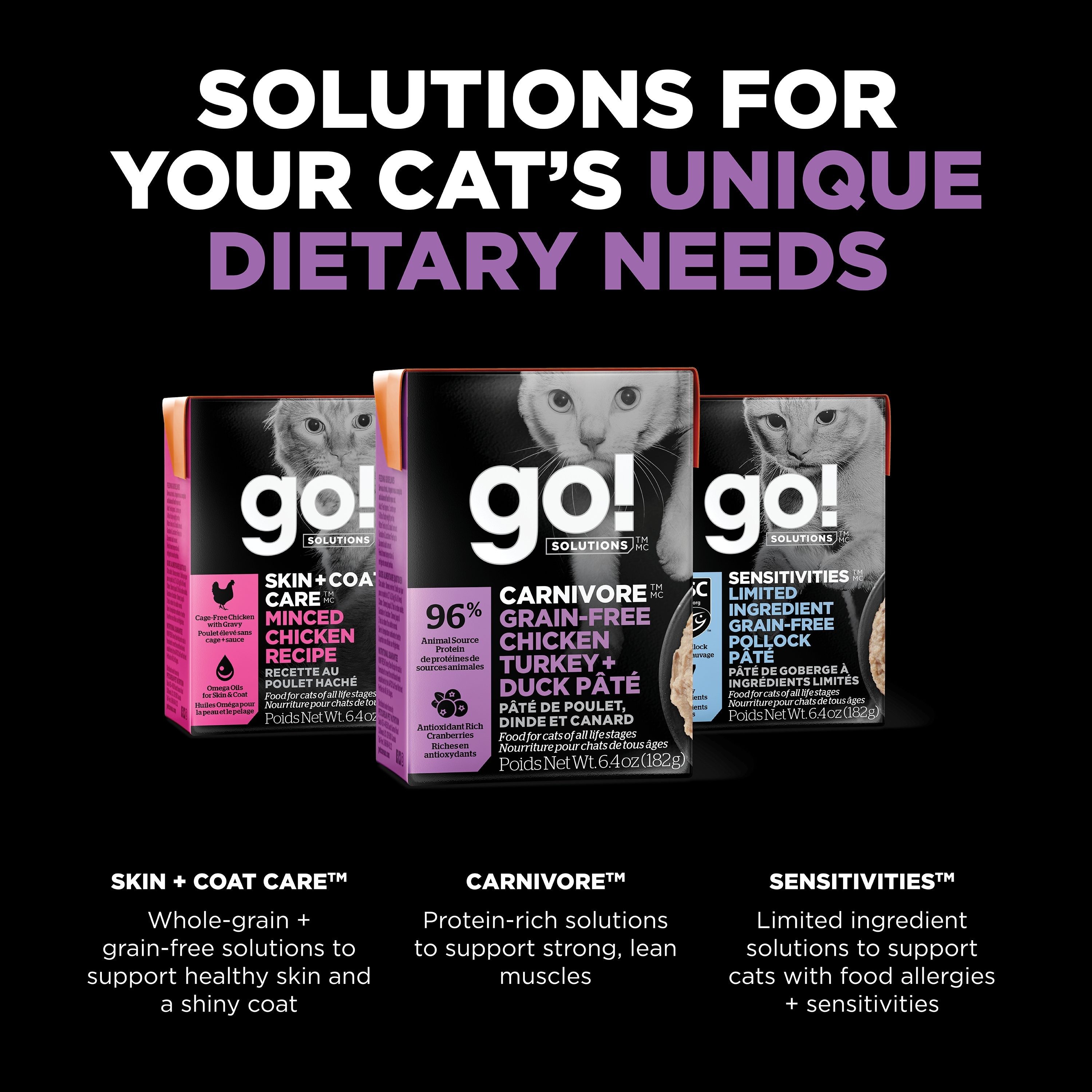 GO! SOLUTIONS CARNIVORE Grain Free Chicken, Turkey + Duck Pâté | 24 x 182g