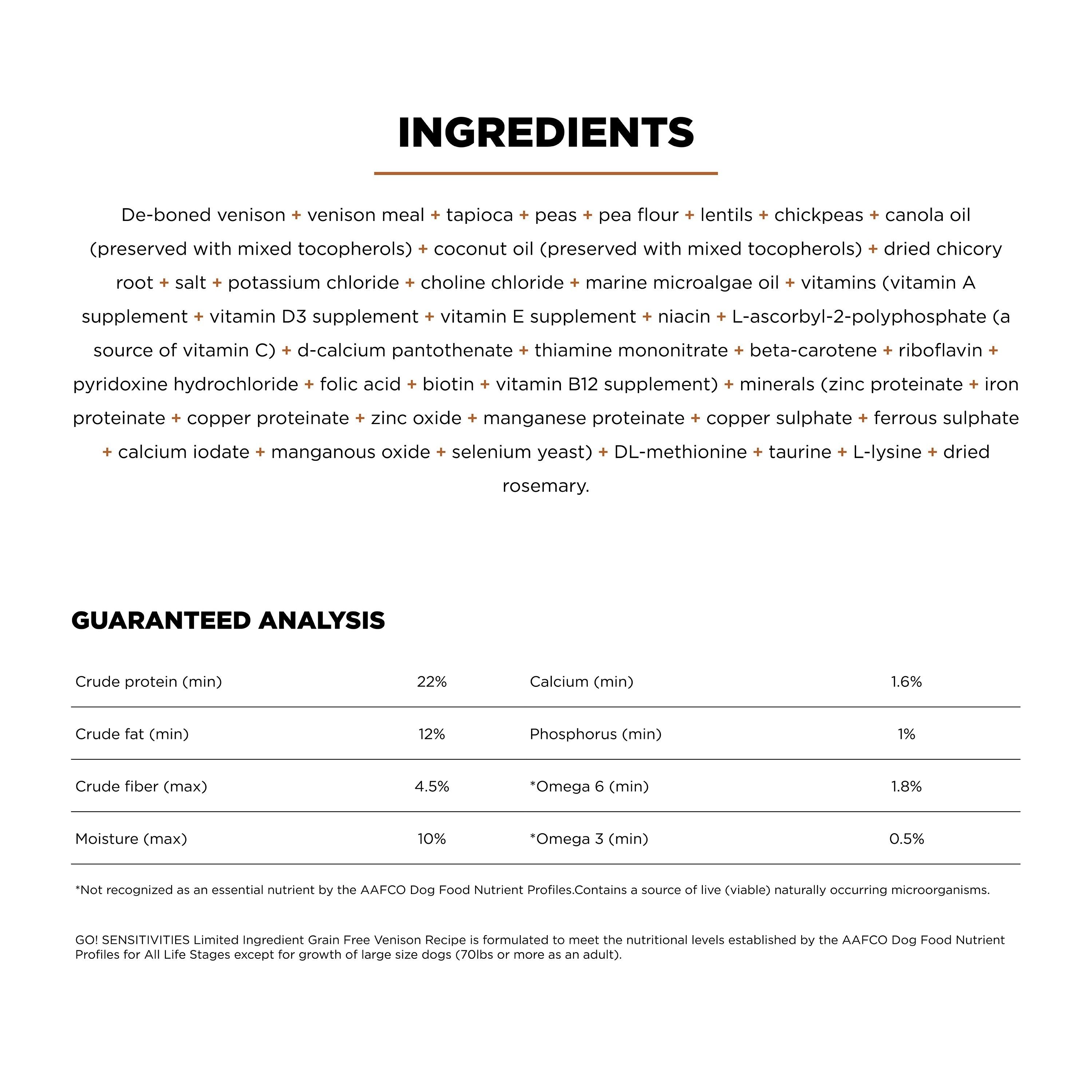 GO! SOLUTIONS SENSITIVITIES Grain Free LID Venison Recipe | 1.6kg